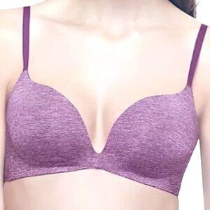 Wacoal B.Temptd 30A Bra Purple Heather V-Neck Padded Push Up Wire Free